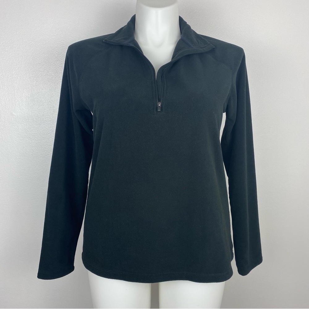 Eddie Bauer Solid Black Quarter Zip Fleece Sweater Women’s Size L